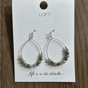 LOFT Silver Hoop Earrings with Beaded Detail